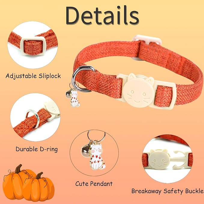 Halloween Cat Collar-2 Pack Cat Collar Orange and Purple Linnet - Image 2