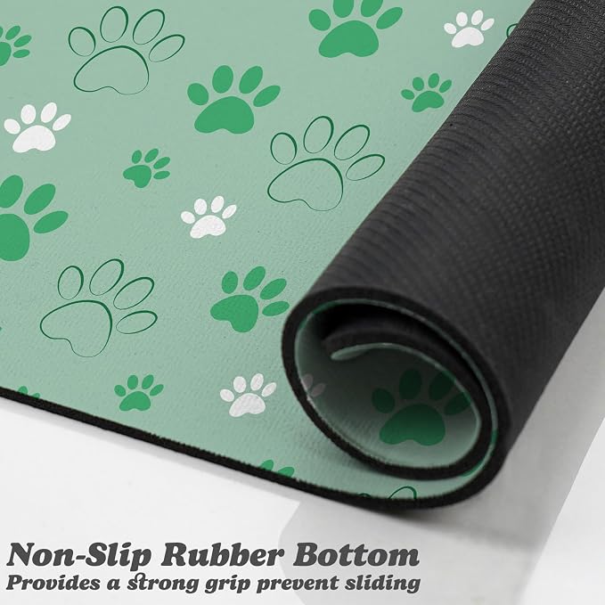 Dog Food Mat, Absorbent Water Bowl Mats Cat Pet Feeding Placemats Green 12 * 20 - Image 3