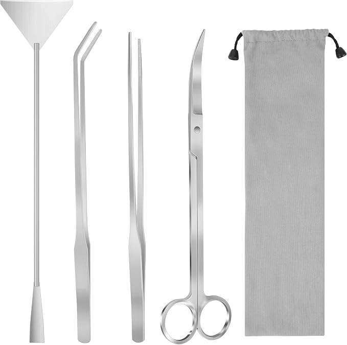 Aquarium Aquascape Tools Kit, 4 in 1 Anti-Rust Aquatic Plant Aquascaping Tool by LuxivLLC