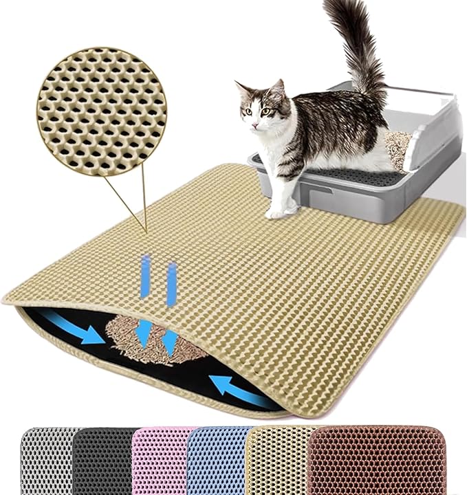 Cat Litter Mat, 24x18 Inches Large Double Layer Honeycomb Cat Litter Trapping by Petinstinct