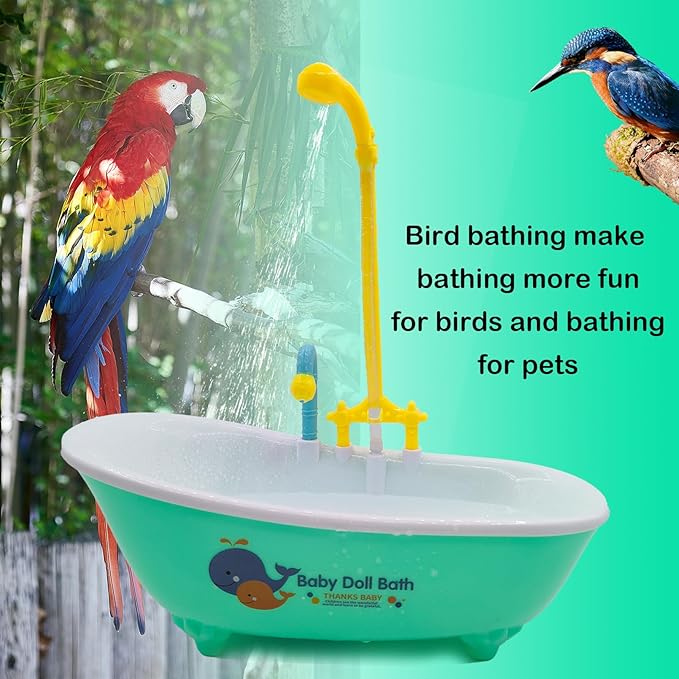 Parrot Automatic Bathtub with Shower, Cute Durable Bird Bath Shower Tub Birds - Image 5