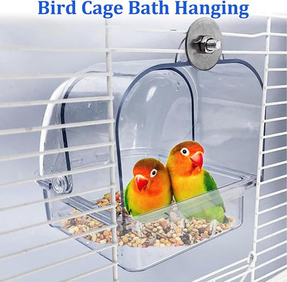 Tfwadmx Bird Cage Bath Hanging Parrot Bath Tub Water Shower Food Feeder Holder - Image 6