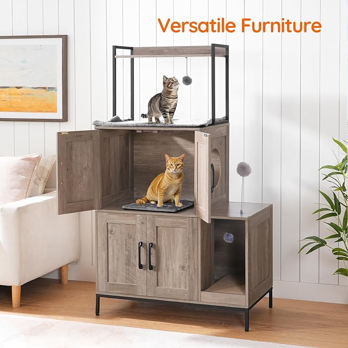 HOOBRO Cat Litter Box Enclosure Furniture, 2 in 1 Hidden Litter Box Furniture - Image 5