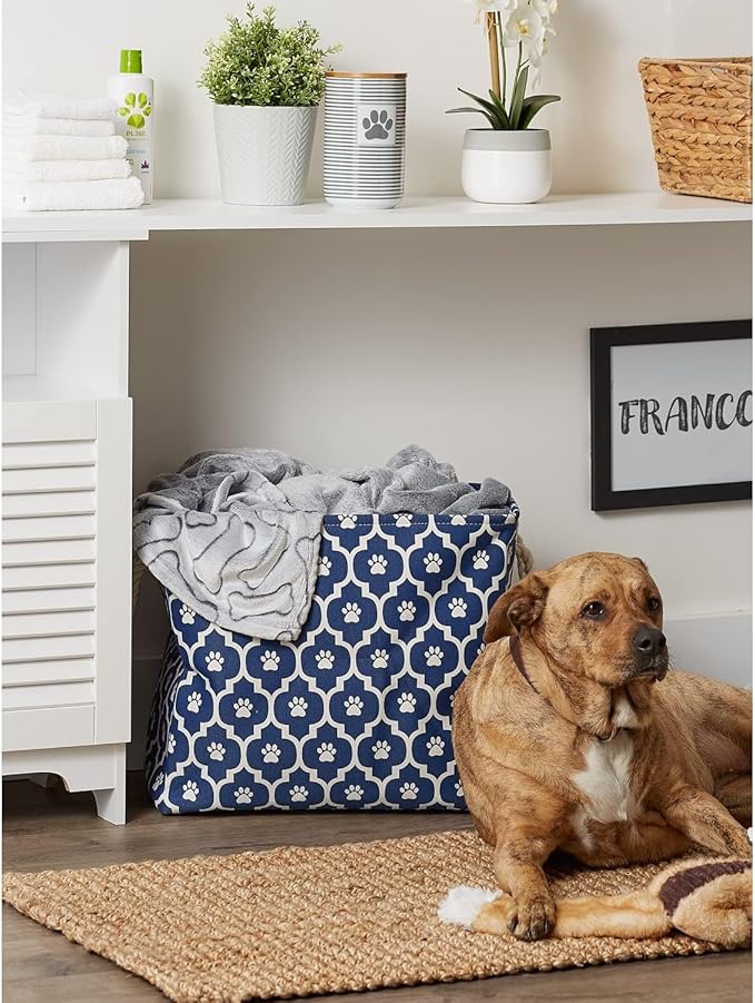 Bone Dry Pet Storage Collection Lattice Paw Print, Nautical Blue, Large - Image 6
