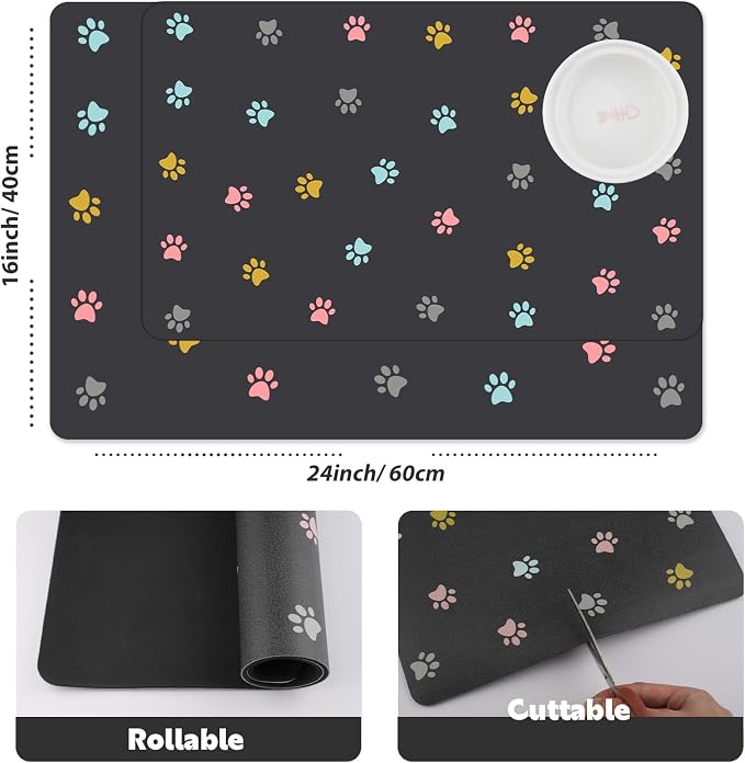 Cat Food Mat Absorbent Dog Mat for Food and Water Non Slip Quick Dry Dog Bowl - Image 5