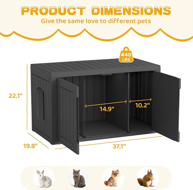 Cat Litter Box Enclosure, Indoor Outdoor Cat House Weatherproof, Side Table - Image 7