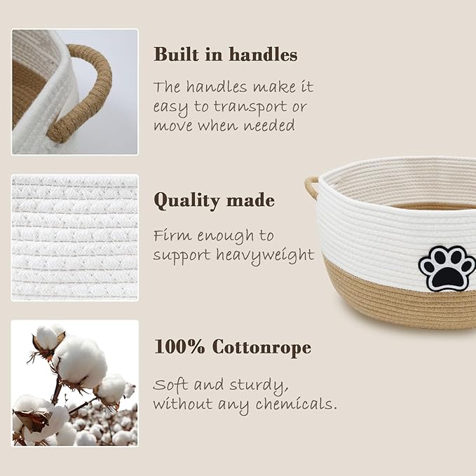 Dog Toy Basket, Large Dog Toy Storage Woven Rope Basket, Dog Toy Bin - Image 2