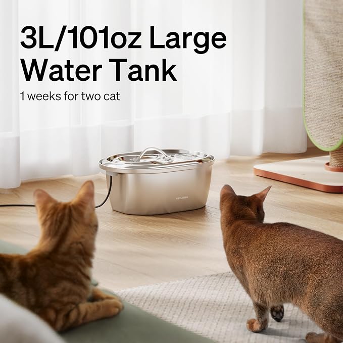 PETLIBRO Stainless Steel Cat Water Fountain, 101oz/3L Pet Water Fountain - Image 3