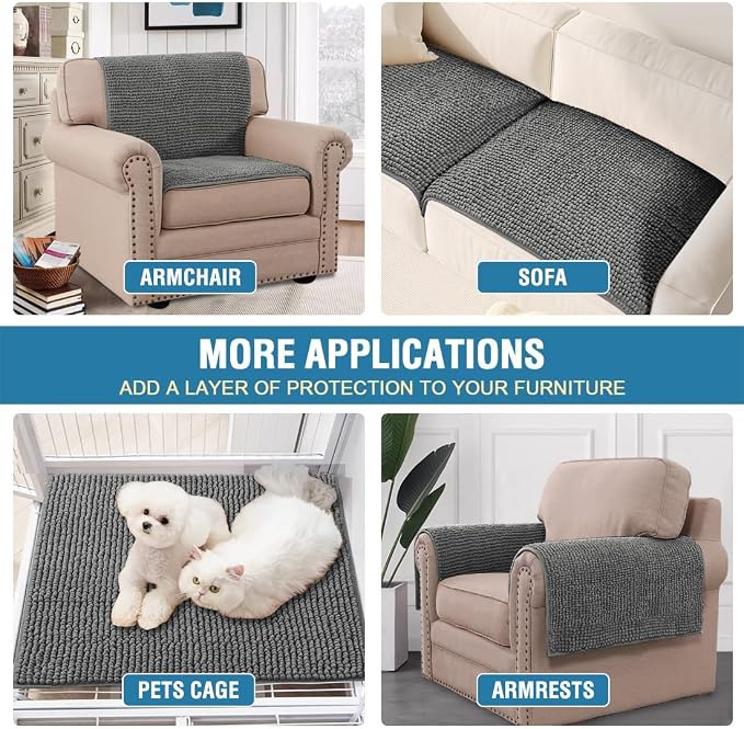 H.VERSAILTEX Plush Chenille Couch Armrest Cover 2 Packs Thick and Soft Sofa - Image 5