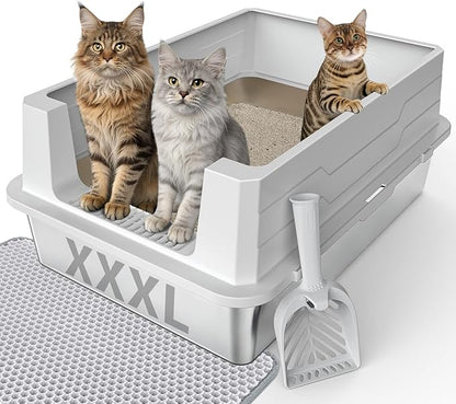 FURTIME XXXL Extra Large Stainless Steel Litter Box by FURTIME