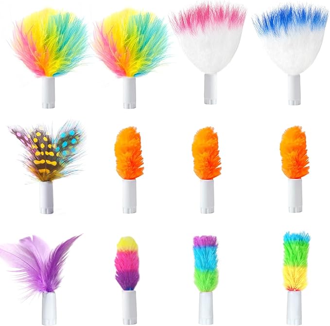 ORSDA 12Pcs Interchangeable Attachments Cat Feather Toys Replaceable Feathers by ORSDA