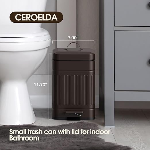 CEROELDA Small Trash Can with Lid-5L/1.3 Gal, Stainless Steel Outdoor Dog Poop - Image 2