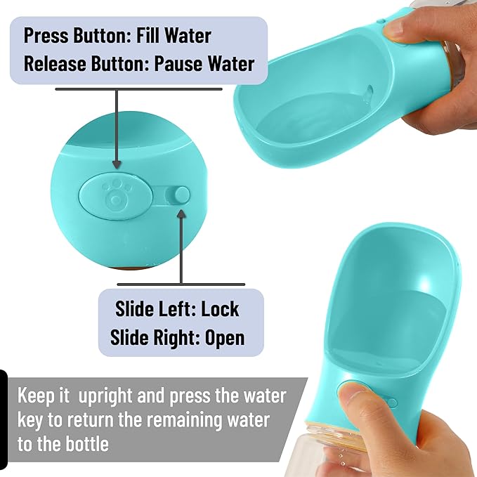 Mr. Pen- Dog Water Bottle, 19 oz, Aqua Blue, Portable Dog Water Bottle Dispenser - Image 2