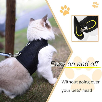 Cat Harness and Leash for Walking Escape Proof Breathable Mesh Fabric, Solid - Image 4