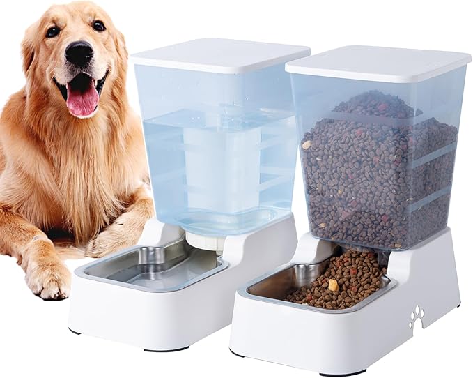 Meikuler Pets Auto Feeder 5.2L, Food Feeder and Water Dispenser Set by Meikuler