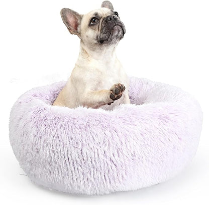 Calming Donut Dogs Beds for Small Dogs Washable, 23inch Plush Round Pet Bed for by nononfish