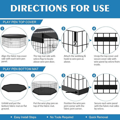 Foldable Metal Wire Dog Pen Pet Playpen Dog Fence Indoor Exercise Pen Enclosure - Image 4