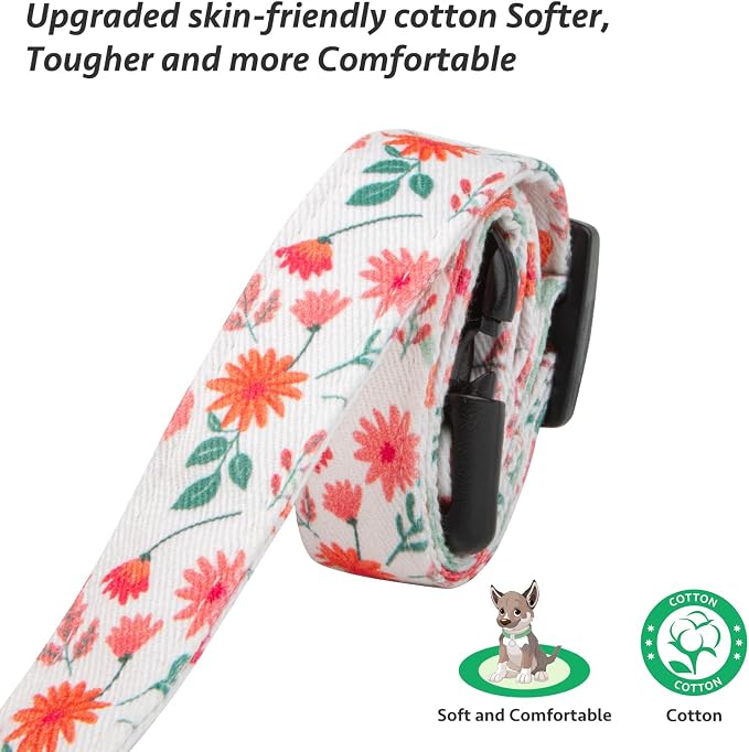 Cotton Handmade Dog Collar Cute and Distinctive Patterns Red and White Flower - Image 4