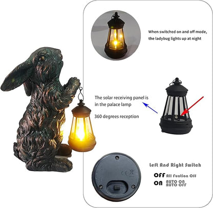 Solar Garden Outdoor Decor Bunny Statues, Figurine Decorations Rabbit - Image 6