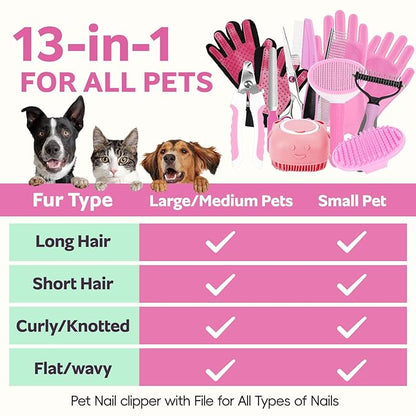 Dog Brush for Shedding 13pcs Bath Grooming Kit - Image 7