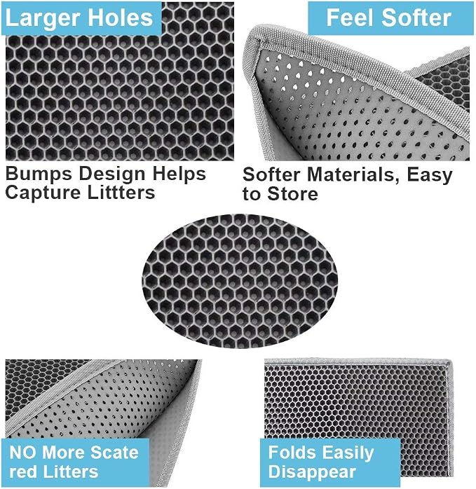 Pieviev Cat Litter Mat Double Layer Waterproof Urine Proof Trapping Mat 1 Pack) - Image 3