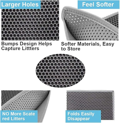 Pieviev Cat Litter Mat Double Layer Waterproof Urine Proof Trapping Mat 1 Pack) - Image 3