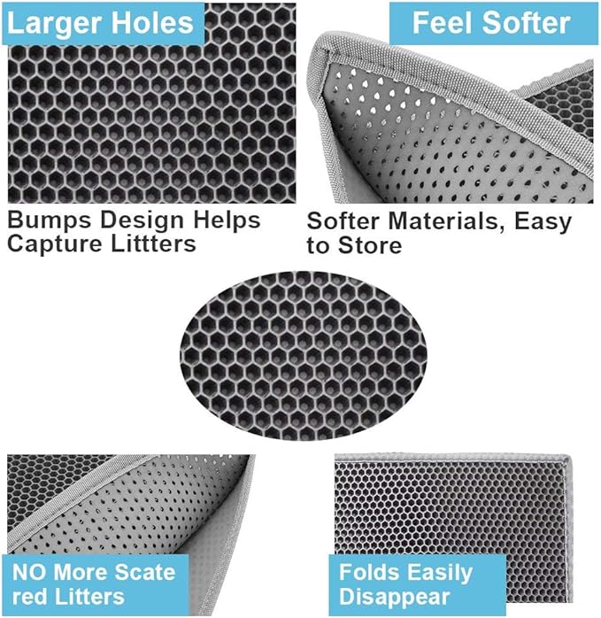 Pieviev Cat Litter Mat Double Layer Waterproof Urine Proof Trapping Mat 1 Pack) - Image 4