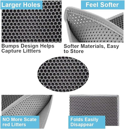 Pieviev Cat Litter Mat Double Layer Waterproof Urine Proof Trapping Mat 1 Pack) - Image 4