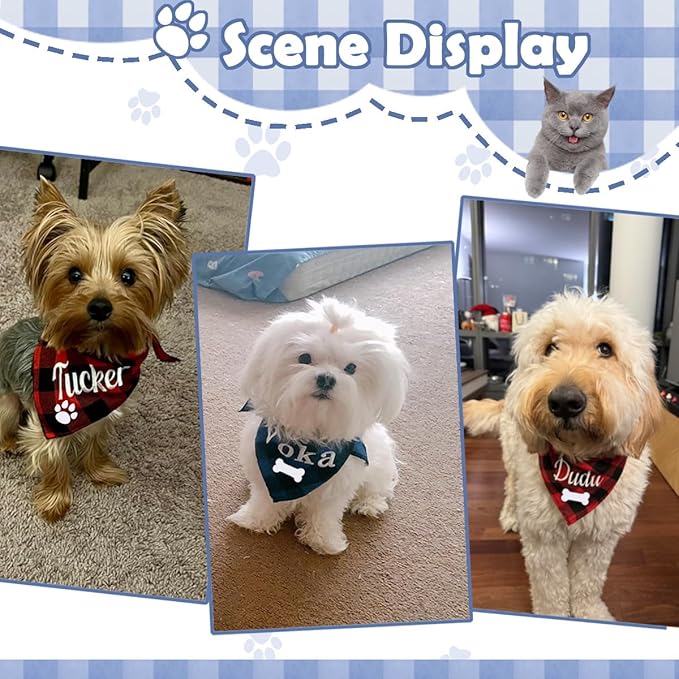 Personalized Dog Bandana Embroidered Name Custom Neckwear Dog Scarf Triangle - Image 8