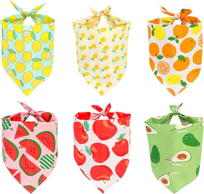 6 Pack Spring Summer Dog Bandanas Hawaii Fruit Pattern, Dog Bandanas Scarf Bibs by VIPITH