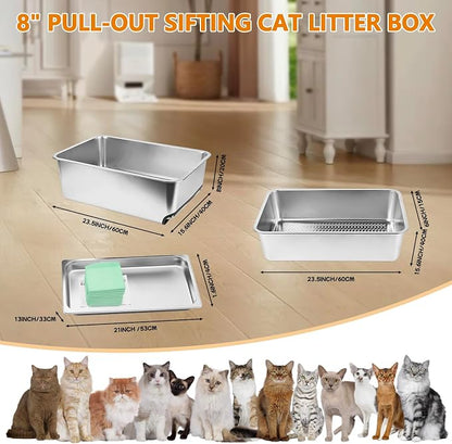 23.5" x 15.7" x 8" Stainless Steel Sifting Litter Box - Image 2