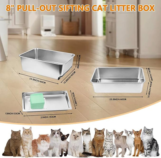23.5" x 15.7" x 8" Stainless Steel Sifting Litter Box - Image 2