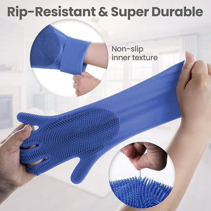 DELOMO Dog Washing Gloves Large Size: 1 Pair Soft and Gentle Silicone Pet - Image 3