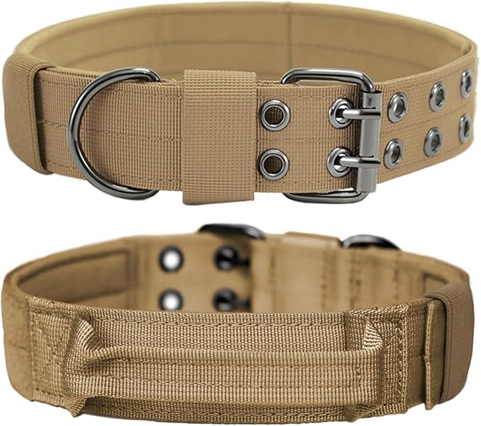 Tactical Dog Collar with Handle, Military Adjustable Heavy Duty Metal Buckle by Periflowin