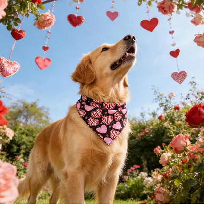 PAWCHIE Valentine's Day Dog Bandanas 4 Pack, Reversible Dog Party Triangle - Image 2