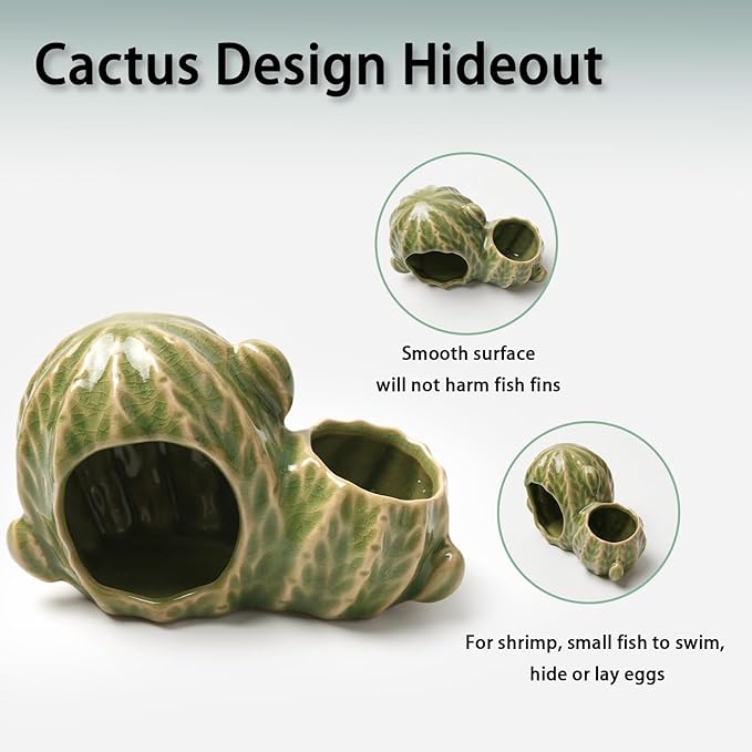 Aquarium Decor Cave Betta Fish Tank Accessories Ornaments Cactus House Hideout - Image 4