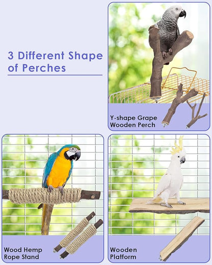 Bissap 5PCS Large Bird Perch Stand, Natural Wood Pole Standing Paw Grinding - Image 4