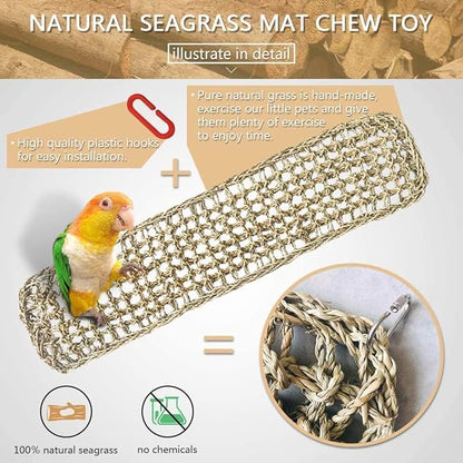 2Pcs Bird Seagrass Mat 30 × 7" Natural Grass Woven Net Hammock - Image 2