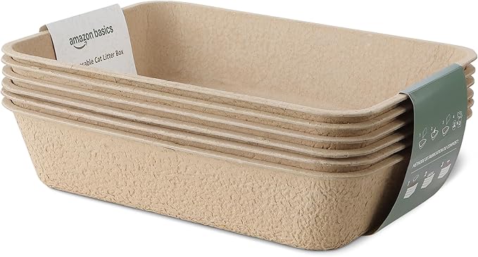 Amazon Basics Disposable Cat Litter Box, Travel & Home, Large 14.4"x18.1" by AmazonBasics