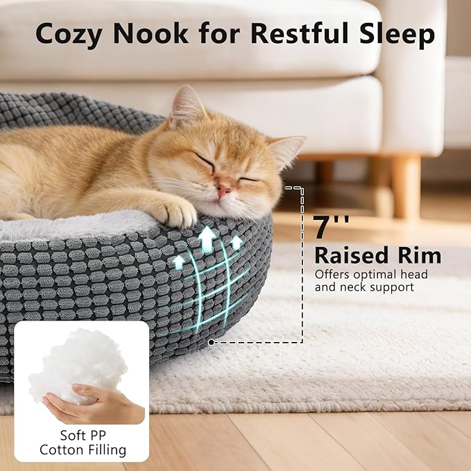 SIWA MARY Small Dog Bed with Attached Blanket, Cozy Donut Cuddler Anti-Anxiety - Image 4