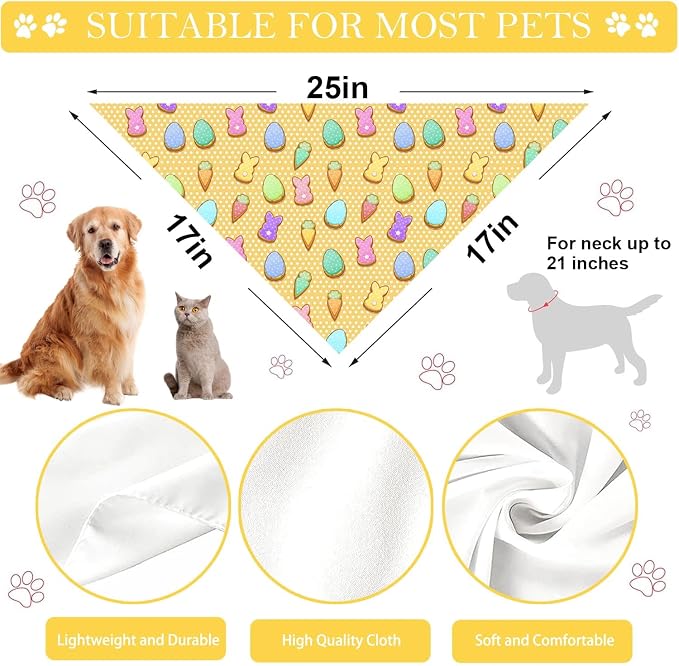 Easter Dog Bandana, 2 Pack Adjustable Holiday Party Pets Rabbit Easter Egg - Image 3