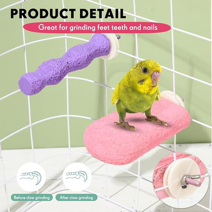 Soulchen 4 Pcs Bird Beak Grinding Calcium Stone Perches Large 4.8 Inch Parrot - Image 5