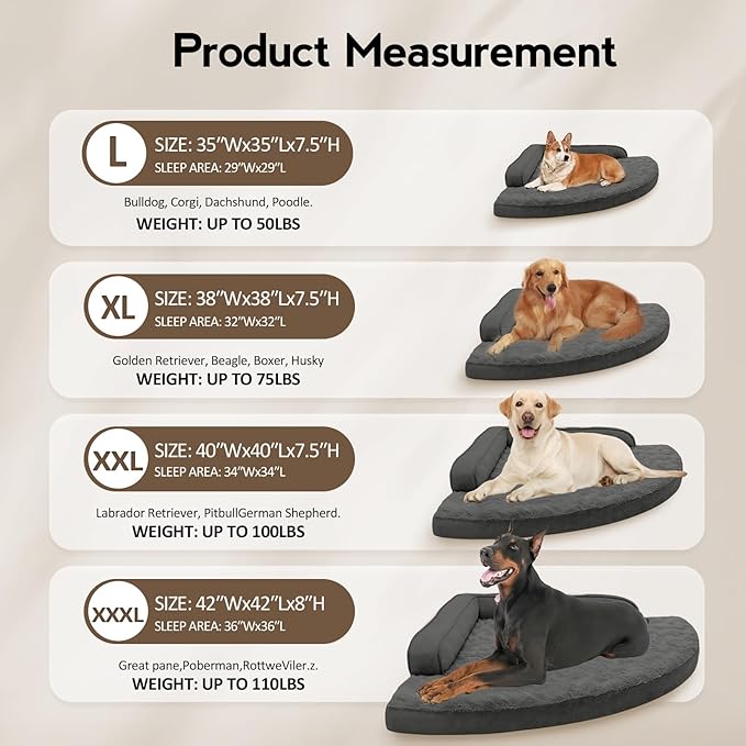 Large Orthopedic Dog Bed with Sides Big Dog Beds with Removable Washable Cover - Image 6