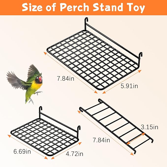 BNOSDM 4 PCS Bird Perches Platform, Stainless Steel Grid Platform - Image 4