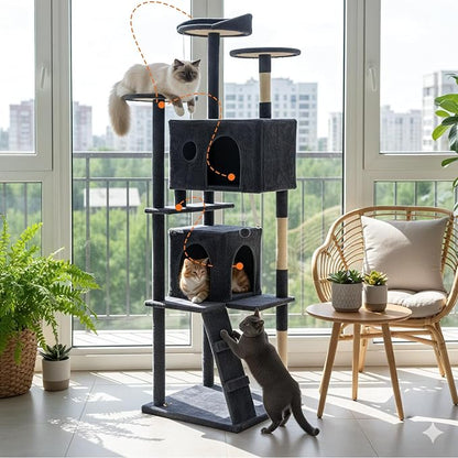 DUMOS 70-inch Indoor Cat Tree Tower –Multi-Level Pet House - Image 6