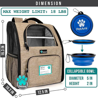 PetAmi Dog Backpack Carrier for Small Large Cat, Ventilated Pet Hiking Backpack - Image 2