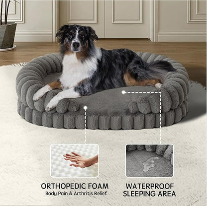 BALANCE Calming Dog Bed for Large Sized Dogs, 36 Inches Oval Washable Pet Bed - Image 2