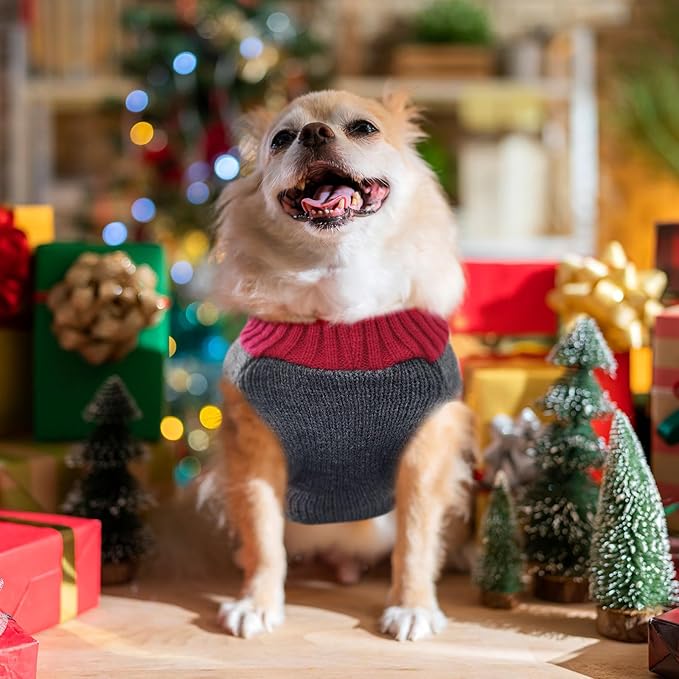 Dog Christmas Sweater Xmas Pet Clothes Cute Gray Reindeer Holiday Puppy Cat - Image 6