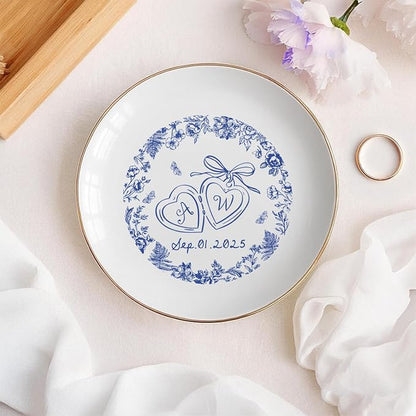 Personalized Ring Dish Engagement Gift, Engaged Ring Holder, Custom Wedding - Image 4