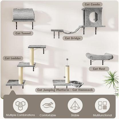 NUNU LAB 7-in-1 Wall Mounted Cat Climber Set, Cat Wall Furniture Set - Image 6